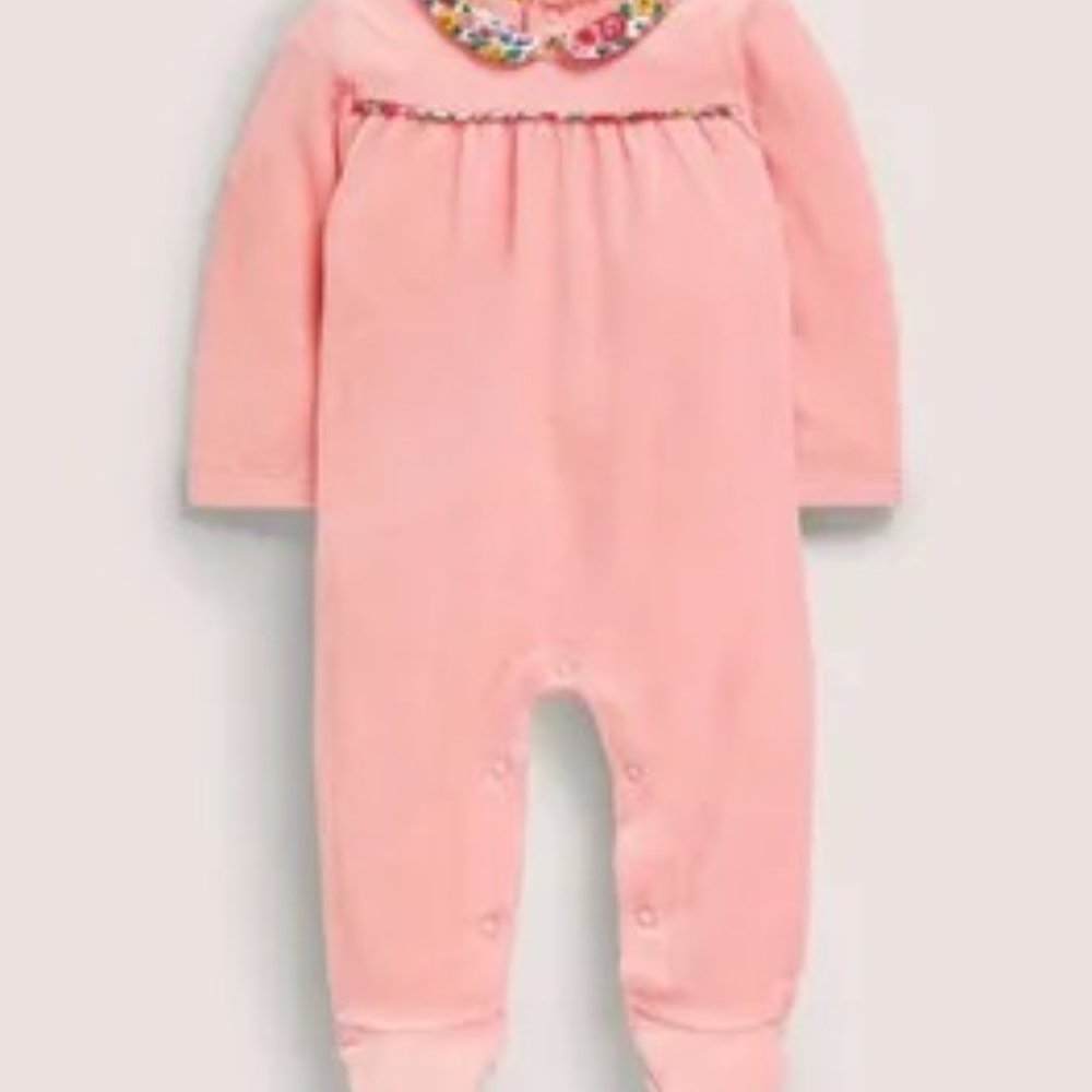 Baby Boden Velour Collared Sleepsuit 0-3